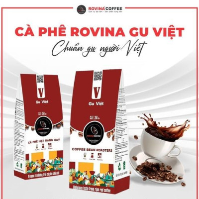 Cà Phê Rovina Gu Việt- Pha Máy - Gói 250gr ( Nguyên Hạt) Mùi Thơm Quyến Rũ, Đậm Đà Đúng Chuẩn Gu Việt.