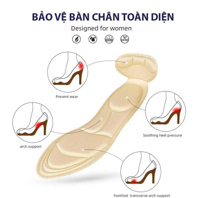 Cặp lót giày cao gót mũi nhọn giảm size cho giày bị rộng, thoáng khí và êm chân MÀU ĐEN