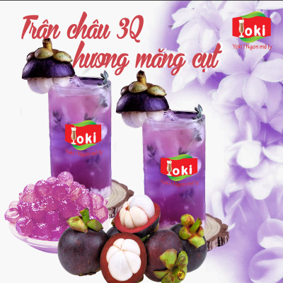 Combo Trân châu 3Q hương măng cụt Yoki và Trân châu 3Q hương dâu Yoki