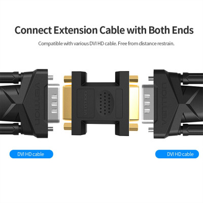 VENTION DVI Male to Female Adapter DVI24+5 Male to Female HD 1080P Converter Gold-plated Interface PVC Exterior