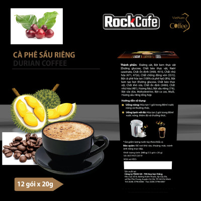 Hộp 12 gói Cà phê Sầu riêng ROCKCAFE (20g/gói)