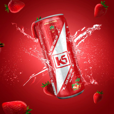 Nước Tăng Lực K5 Sâm Ngọc Linh Thùng 24 Lon Vị Dâu Tây Đỏ (320ml/Lon)