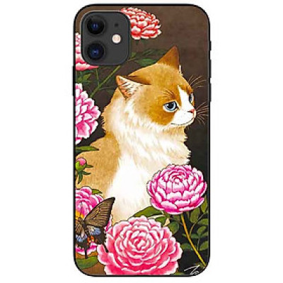 Ốp lưng in cho Iphone 11 Mẫu Mèo Và Hoa