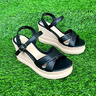 Xăng đan nữ đế xuồng 9cm Trường Hải da mềm đế PU siêu nhẹ DX155