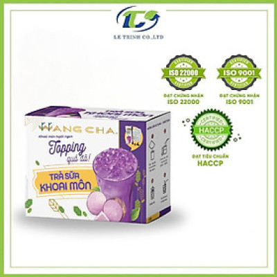 Hộp Trà Sữa Wangcha Vị Khoai Môn pha trà sữa tiện lợi - Bột Hòa Tan Trà Sữa 3IN1 Khoai Môn 4 gói và Thạch 3Q ngọc trai 4 gói  thơm ngon đi kèm - Trà Sữa Vị Khoai Môn cao cấp, dễ sử dụng (400gr/hộp)