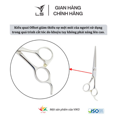 Kéo cắt tóc LS lưỡi thẳng quai offset phẳng đỡ ngón cố định CB12/6.0