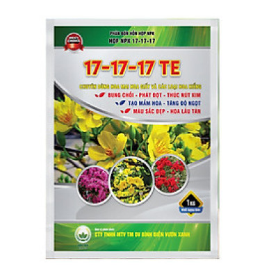 Phân bón HDF NPK 17-17-17 TE chuyên dùng cho Hoa Mai - Hoa Giấy - Hoa kiểng giúp Bung chồi - Tạo mầm hoa - Màu sắc đẹp lâu tàn