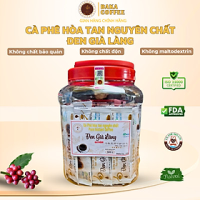 Cà Phê Hòa Tan Nguyên Chất ĐEN GIÀ LÀNG GU ĐẬM - Hũ