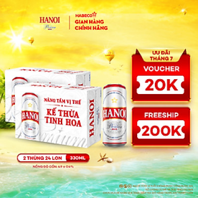 Combo 2 Thùng Bia Hanoi Premium - Thùng 24 lon 330ml