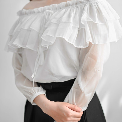 Áo vải nữ trễ vải tay dài