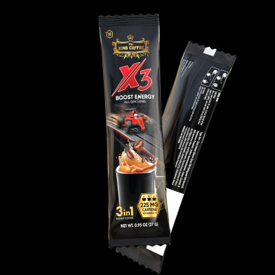 King Coffee Cà Phê Hòa Tan 3 in 1 X3 - Hộp 324g ( 12 gói x 27g) - Hàm lượng caffeine gấp 3 lần thông thường