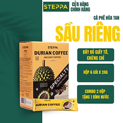 STEPPACAFE-Cà phê hòa tan SẦU RIÊNG thơm béo (Hộp 6 gói x 24g)
