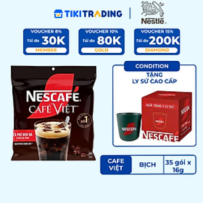 [Tặng ly sứ cao cấp] Cà phê Hòa tan NESCAFÉ CAFÉ VIỆT 35 gói Vị Mạnh đặc trưng