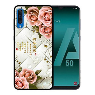 Ốp lưng cho Samsung Galaxy A50  Hoa Hồng Nền Sọc - Hàng chính hãng
