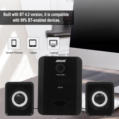 Bộ loa Bluetooth có dây USB SADA D-201 siêu trầm Hộp âm thanh cho máy tính xách tay để bàn