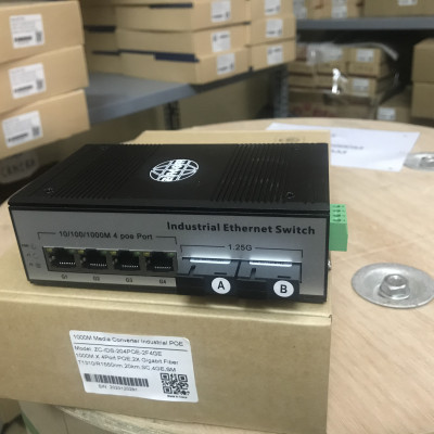 Thiết bị chuyển mạch công nghiệp, Switch POE công nghiệp 4 ports POE 1000M, 2 ports FIBER 1000M 20KM - hàng chính hãng ZINCOM