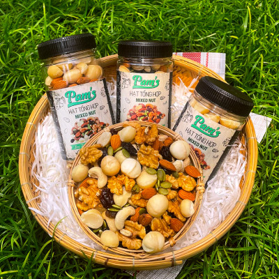 Combo 3 Hũ Ngũ Cốc Mix 6 Loại (Macca + Hạnh Nhân + Điều + Nhân Óc Chó + Hạt Bí + Nho Úc) Pam