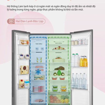 Tủ Lạnh Hisense Inverter Side By Side RS668N4EW-PU 519 Lít tiết kiệm điện, bảo hành 3 năm - HÀNG CHÍNH HÃNG