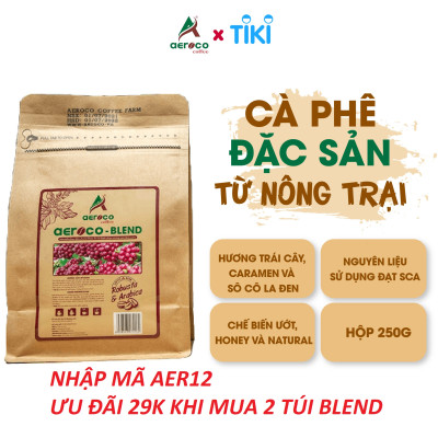Cà phê AEROCO Blend, gói 250g, pha phin, nguyên chất 100% rang mộc hậu vị ngọt thơm quyến rũ