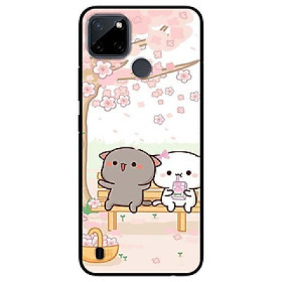 Ốp lưng dành cho Realme C21Y - C25Y mẫu Cặp Đôi Mèo Hái Hoa