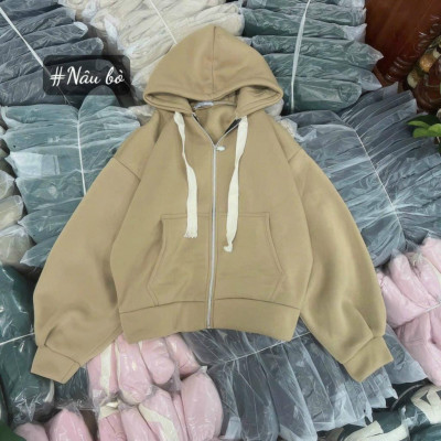 Áo khoác nữ nỉ form dài và fom lửng zip tay bồng vải nỉ ngoại có mũ nón 2 lớp form rộng hàng bao chất siêu hot-A2057