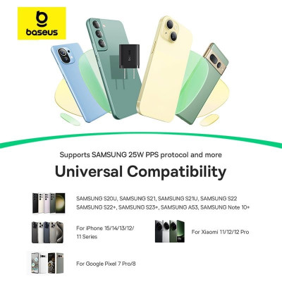 Bộ cốc sạc nhanh kèm cáp C to C Baseus Super Si Quick Charger 1C 25W Sets(PD/ QC3.0 Quick charger, With Cable) dùng cho sam sung S20, S21- Hàng chính hãng