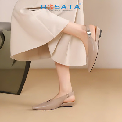 Giày nữ quai sau da lì ROSATA RO683 - 3p - Đen, Nude - HÀNG VIỆT NAM - BKSTORE