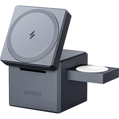 Đế sạc Anker 737 Cube Mag-Safe 3 in 1 1USB 2Type-C Y1811 - Hàng chính hãng