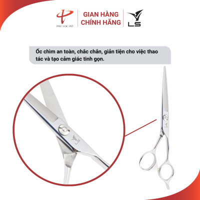 Kéo cắt tóc VLS JP602 lưỡi thẳng quai offset vênh đỡ ngón cố định - Hàng chính hãng