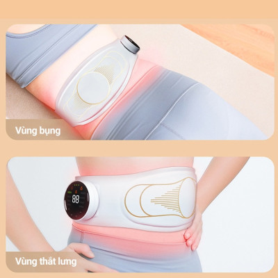 Đai [Máy] Massage Bụng Rung Lắc Hồng Ngoại Nhật Bản - Pin sạc - Chính Hãng Màu trắng - Giảm eo hiệu quả ,thon gọn cơ thể