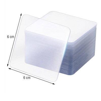 3 Miếng Dán Nano Siêu Dính, Băng Keo 2 Mặt Dán Tường Tiện Lợi, Trong Suốt, Đa Năng, Loại Vuông 6x6cm - TakyHome 6000set3