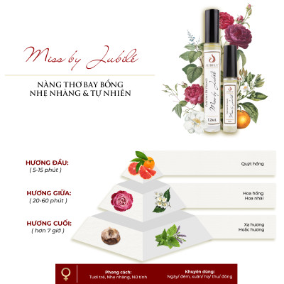 Miss by Jubilé - Tinh dầu nước hoa Pháp nữ Dạng lăn 12ml Thơm Lâu, Sang Trọng, Quyến Rũ