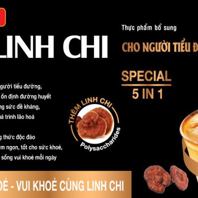 Cà phê hoà tan Café Linh Chi Special Koobeme cho người tiểu đường, ổn định đường huyết vị ngọt béo đậm đà Hộp 18 gói