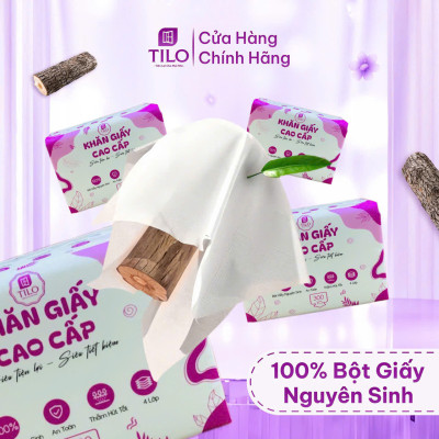Khăn giấy rút bàn TiLo 300 tờ 4 lớp dai mềm mịn, an toàn, siêu tiện lợi, siêu tiết kiệm
