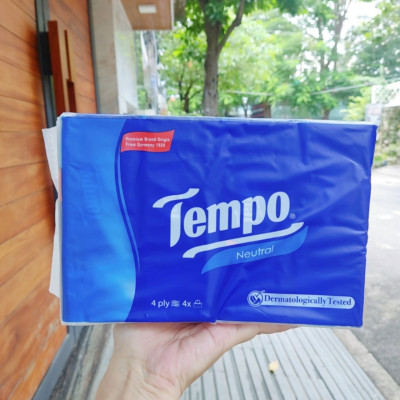 Lốc 4 Gói Khăn Giấy Cao Cấp Tempo Softpack Không Mùi, 4 Lớp, Không Gây Kích Ứng Da (90 Tờ/ Gói) - Thương Hiệu Đức