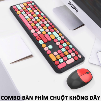 Combo bàn phím chuột không dây MOFII 666 thiết kế hiện đại đa dạng màu sắc kết nối bằng chip USB 2.4GHz - HÀNG CHÍNH HÃNG 