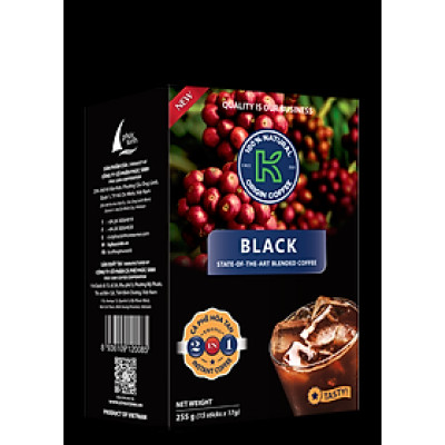 Cà Phê Hòa Tan K-Coffee Black 2in1 (255g / Hộp)