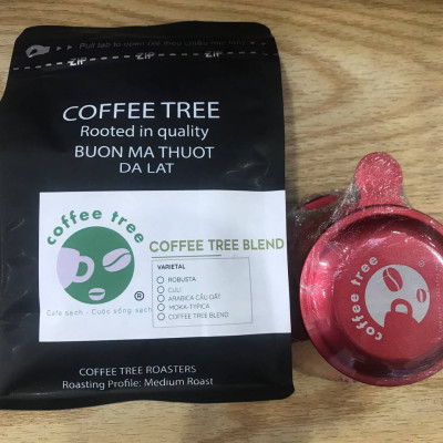 Combo Cafe bột Rang Xay Nguyên Chất Coffee Tree đặt biệt 100% Và Phin Cà Phê Màu Đỏ Cao Cấp thương hiệu Coffee Tree