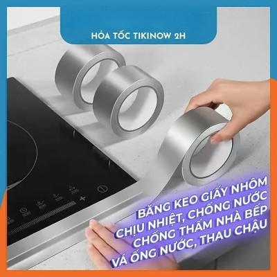 5cm x 30mét Băng Keo Giấy Bạc Nhôm Chịu Nhiệt Chống Nước Để Vá Thau Rổ, Chống Thấm Nhà Bếp Vá Ống Nước Thau Chậu