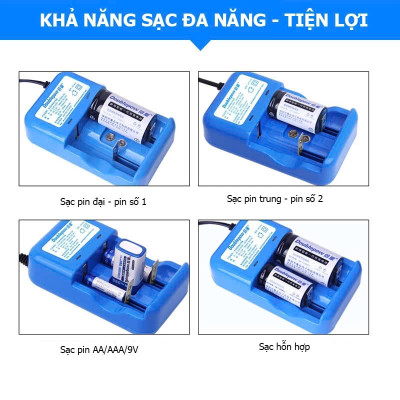 Bộ Sạc Pin Đại, Pin 9V, Pin Tiểu Đa Năng Cao Cấp - Tự Ngắt Khi Đầy, Tự Điều Chỉnh Dòng Sạc, ĐÈN TRANG TRÍ , ĐỒNG HỒ TREO TƯỜNG