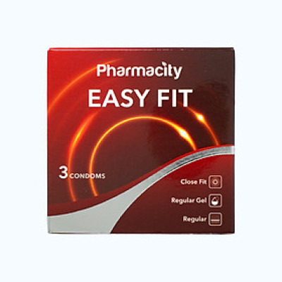 Pharmacity Bao cao su Easy Fit ôm sát vừa vặn (3 cái/hộp)