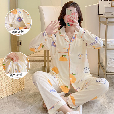 Bộ Đồ Bầu Và Sau Sinh Dài Tay Chất Liệu Cotton Có Khe Mở Cho Con Bú