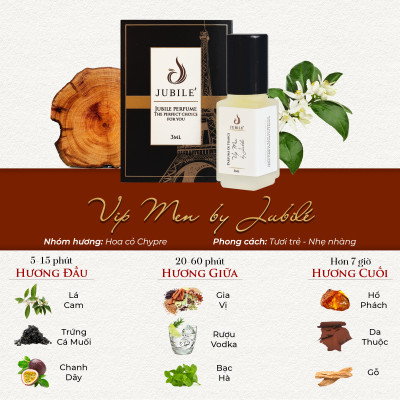 Vip Men by Jubilé - Tinh dầu nước hoa Pháp Nam Minisize Dạng lăn 3ml Thơm Lâu, Sang Trọng, Quyến Rũ
