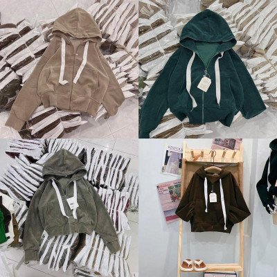 Áo khoát nữ nhung nhung gân trơn 4 túi nhiều màu hàng đẹp dễ thương-A2054