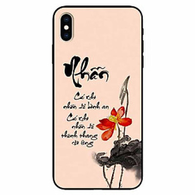 Ốp lưng in cho Iphone Xs Max Mẫu Thư Pháp Nhẫn Nền Hồng