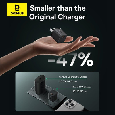 Bộ cốc sạc nhanh kèm cáp C to C Baseus Super Si Quick Charger 1C 25W Sets(PD/ QC3.0 Quick charger, With Cable) dùng cho sam sung S20, S21- Hàng chính hãng