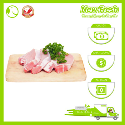 Cốt lết heo Nga có xương cắt lát - Túi 1Kg