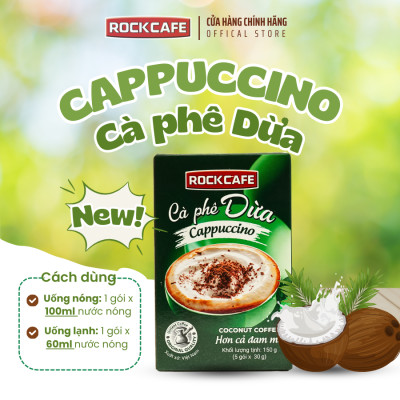 ROCKCAFE - CAPPUCCINO DỪA (5 gói x 30 gram)