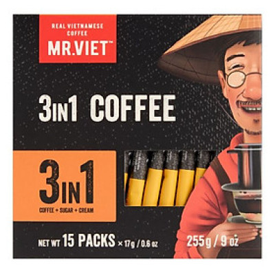 Cà phê Hòa Tan 3 trong 1 MR Viet 255g (Cafe Mr Viet 3 in 1 Instant Coffee)