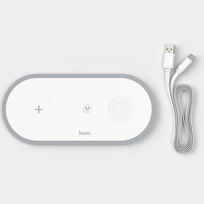 Đế sạc Hoco CW24 nhanh không dây 10W 3 IN 1 - dock sạc không dây Qi cho iphone samsung andoird tai nghe thông minh - hàng chính hãng